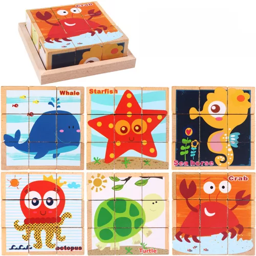 Fakocka puzzle, kirakós fajáték