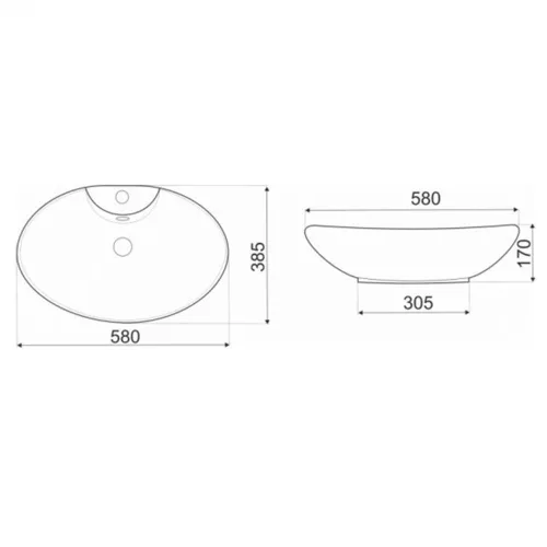 KR-139 kerámia design mosdó 58x38 cm, fényes fehér