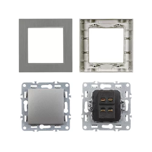 Nova kereszt kapcsoló 107 szürke szálcsiszolt kerettel