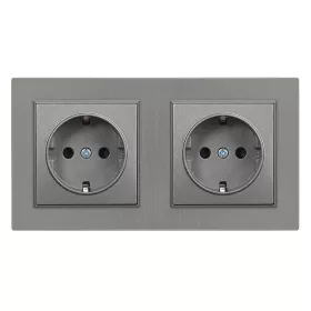 Nova kettős dugalj szürke szálcsiszolt kerettel