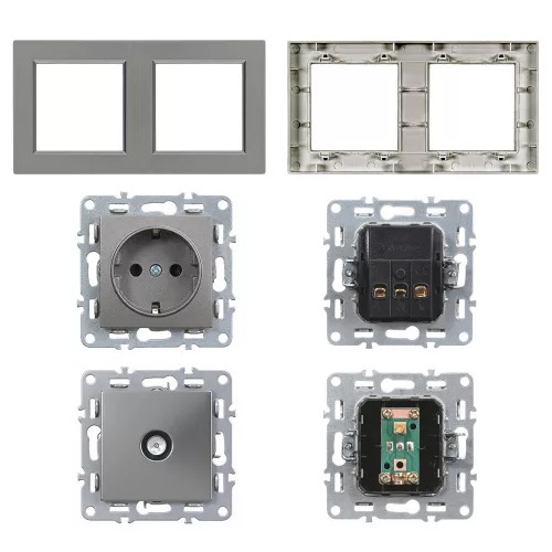 Nova dugalj TV csatlakozóval szürke szálcsiszolt kerettel