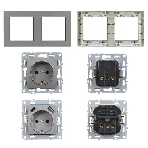 Nova dugalj USB csatlakozóval szürke szálcsiszolt kerettel