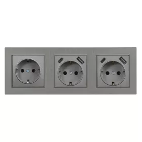   Nova III dugalj kettő USB csatlakozóval szürke szálcsiszolt kerettel