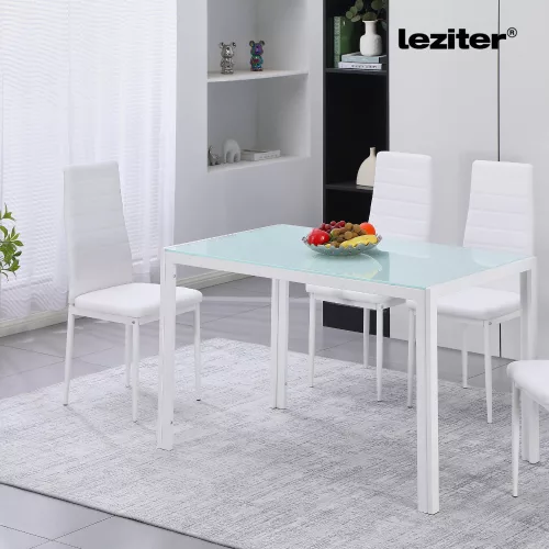 Ezra 120 cm szögletes üveg étkezőasztal