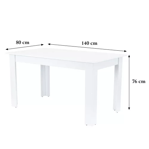 Yorki Standard étkezőasztal 140x80 cm fehér