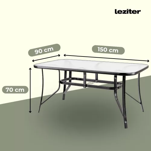 Canillo fémvázas üveg kerti asztal