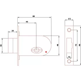   FLAME Reteszzár, bevéső, duplatollú, 45mmx20mm, 2 kulccsal,  (patkózár), Flame
