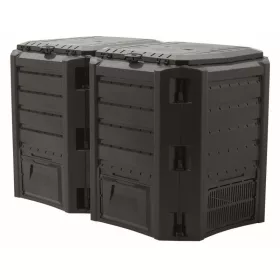 Kerti komposztáló láda,  2 X 380 Liter, műanyag, fekete