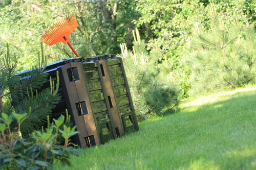 Kerti komposztáló láda,  2 X 380 Liter, műanyag, fekete