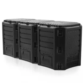 Kerti komposztáló láda,  3 X 380 Liter, műanyag, fekete