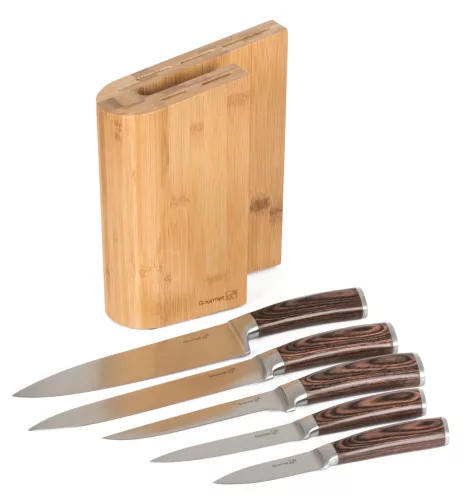 G21 Gourmet Timber késkészlet 5 db + bambusz blokk