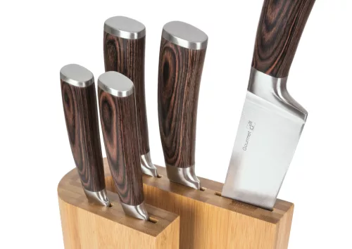 G21 Gourmet Timber késkészlet 5 db + bambusz blokk
