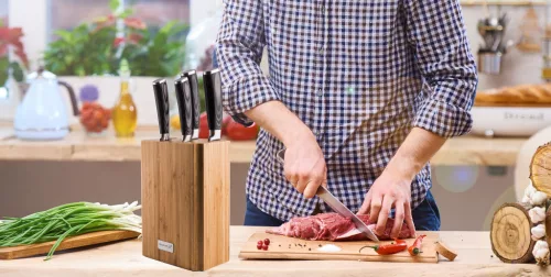 Késkészlet G21 Gourmet Stone 5 db + bambusz késtartó
