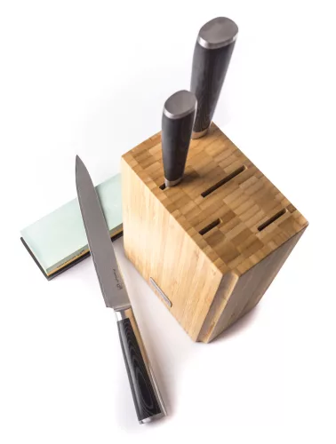 Késkészlet G21 Gourmet Premium 3 db bambusz késtartóban + csiszolókő