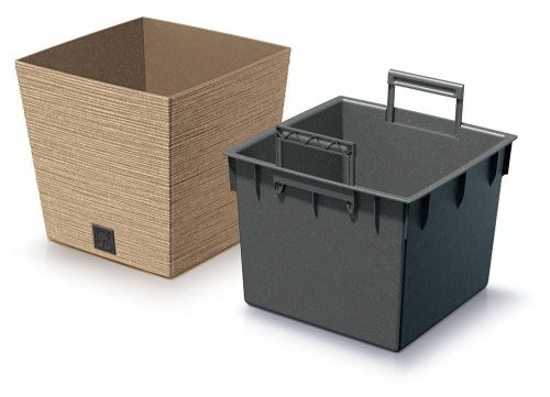 Prosperplast FURU SQUARE LOW ECO WOOD kaspó 30 cm naturo