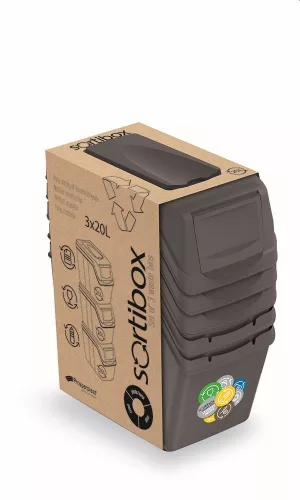 Prosperplast SORTIBOX 3 x 20 l hulladékgyűjtő  3 x 20 l szürke kő