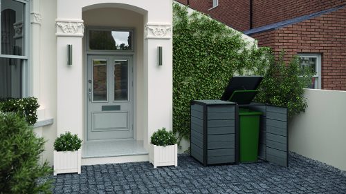 Kerti tároló Keter Hide Away 2x 120 l-es kukákhoz, szürke