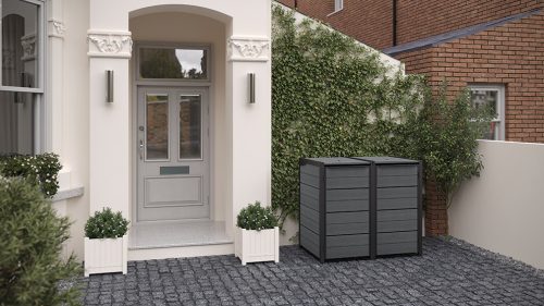 Kerti tároló Keter Hide Away 2x 120 l-es kukákhoz, szürke