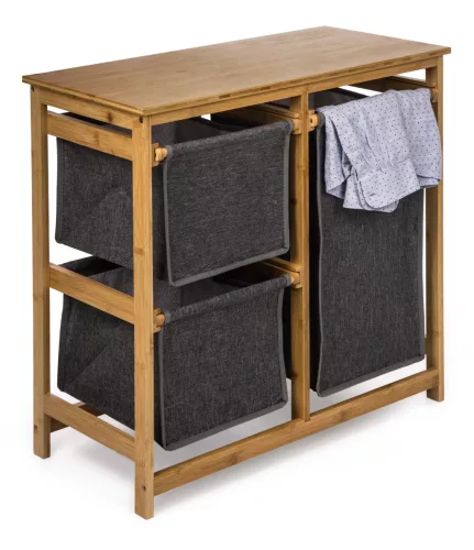 G21 szennyeskosár 38 l tároló dobozokkal, bambusz