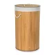 G21 szennyeskosár 55 l, bambusz kerek fehér kosárral