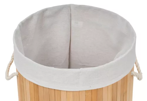 G21 szennyeskosár 55 l, bambusz kerek fehér kosárral