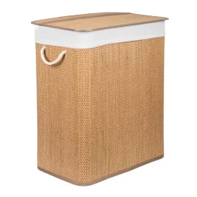   G21 bambusz szennyeskosár,105 l kapacitású, fehér betéttel, elválasztó elemekkel