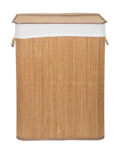 G21 bambusz szennyeskosár,105 l kapacitású, fehér betéttel, elválasztó elemekkel