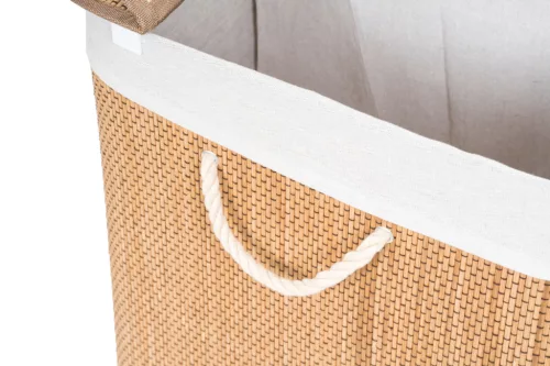 G21 bambusz szennyeskosár,105 l kapacitású, fehér betéttel, elválasztó elemekkel