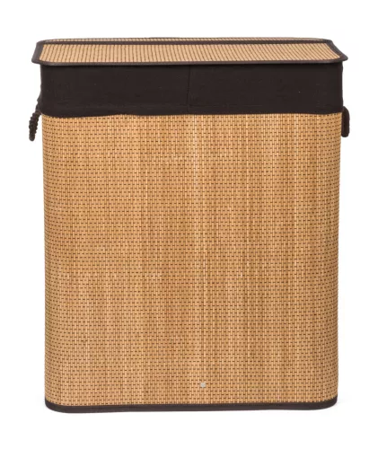 G21 bambusz szennyeskosár,105 l kapacitású, barna betéttel, elválasztó elemekkel