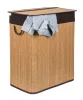 G21 bambusz szennyeskosár,105 l kapacitású, barna betéttel, elválasztó elemekkel