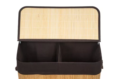 G21 bambusz szennyeskosár,105 l kapacitású, barna betéttel, elválasztó elemekkel