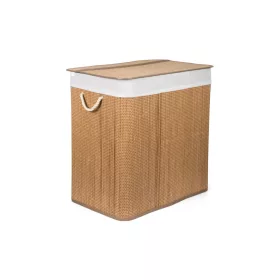   G21 bambusz szennyeskosár,150 l kapacitású, fehér betéttel, elválasztó elemekkel