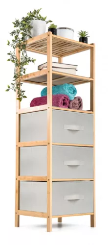 Bambusz állvány G21 5 kosárral, bézs színű