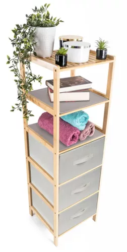 Bambusz állvány G21 5 kosárral, bézs színű