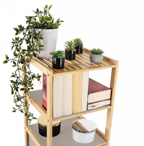 Bambusz állvány G21 5 kosárral, bézs színű