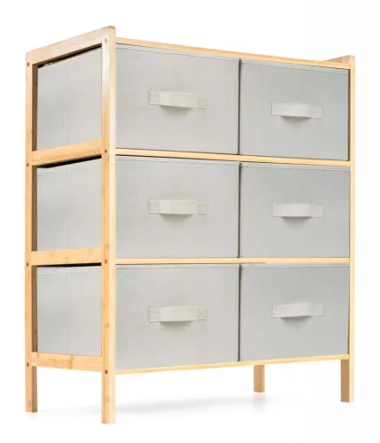 Bambusz polc G21 6 kosárral, bézs színű