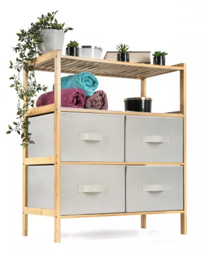 Bambusz polc G21 6 kosárral, bézs színű