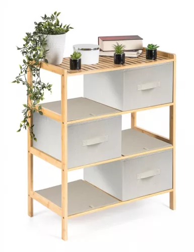 Bambusz polc G21 6 kosárral, bézs színű