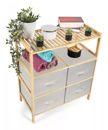 Bambusz polc G21 6 kosárral, bézs színű