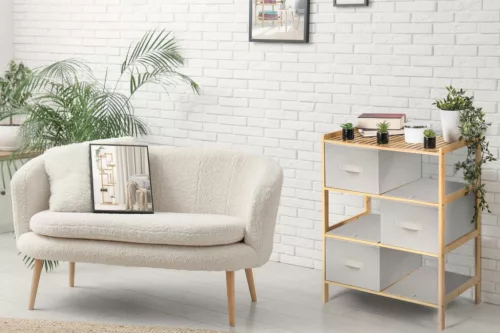 Bambusz polc G21 6 kosárral, bézs színű