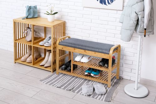 Cipőtartó állvány G21 90 x 33 x 50 cm, bambusz