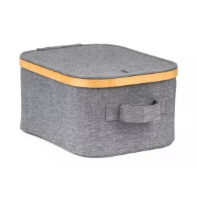   Tárolódoboz G21 24 x 30 x 15 cm, bambusz fedéllel, szürke