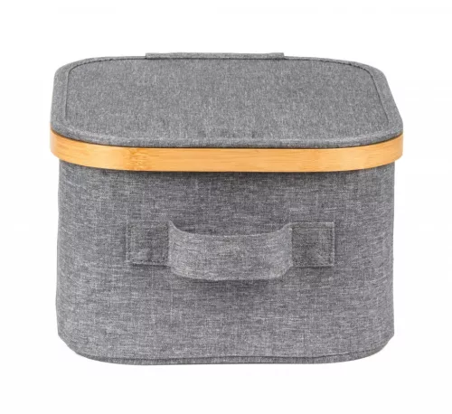 Tárolódoboz G21 24 x 30 x 15 cm, bambusz fedéllel, szürke