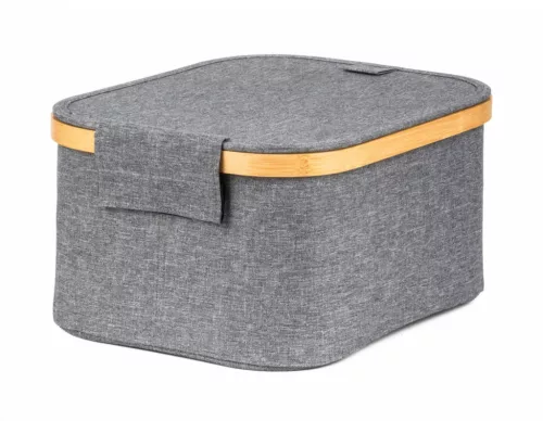 Tárolódoboz G21 24 x 30 x 15 cm, bambusz fedéllel, szürke