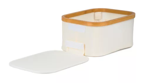 Tárolódoboz G21 24 x 30 x 15 cm, bambusz fedéllel, bézs