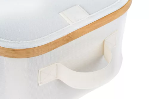 Tárolódoboz G21 24 x 30 x 15 cm, bambusz fedéllel, bézs