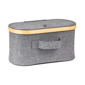   Tárolódoboz G21 30 x 15 x 15 cm, bambusz fedéllel, szürke