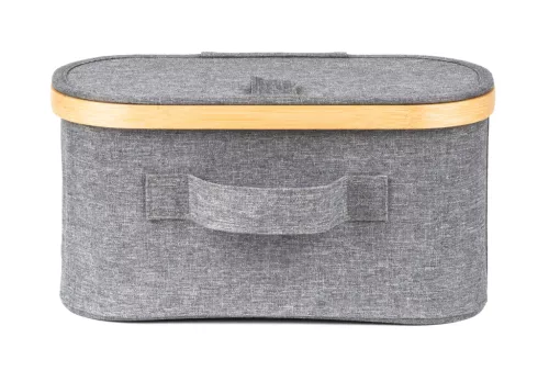 Tárolódoboz G21 30 x 15 x 15 cm, bambusz fedéllel, szürke