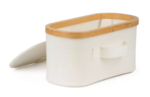 Tárolódoboz G21 30 x 15 x 15 cm, bambusz fedéllel, bézs