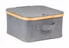 Tárolódoboz G21 30 x 30 x 15 cm, bambusz fedéllel, szürke